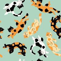 Seamless pattern with cute spotted cats. Vector graphics.