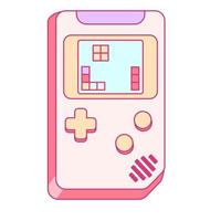 Cute kawaii portable video game console. Retro vintage video games. 90s-2000s nostalgia aesthetic. Y2k trendy style. vector