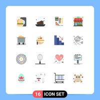 conjunto de 16 iconos modernos de la interfaz de usuario signos de símbolos para la tienda de carros mercado asado tienda pluma paquete editable de elementos de diseño de vectores creativos