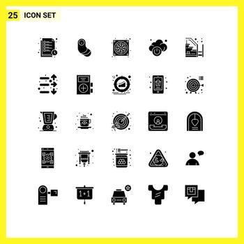 Modern Set of 25 Solid Glyphs and symbols such as up progress computer home power Editable Vector Design Elements