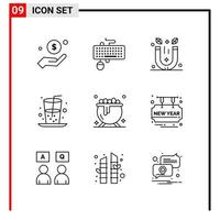 9 General Icons for website design print and mobile apps 9 Outline Symbols Signs Isolated on White Background 9 Icon Pack Creative Black Icon vector background