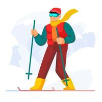 Man Playing Snow Skiing during Winter vector