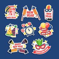 Happy New Year Sticker Set vector