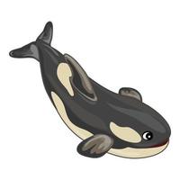 icono de ballena orca, estilo de dibujos animados vector