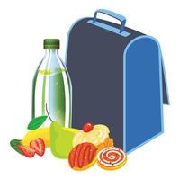 Lunchbox to school icon, cartoon style vector