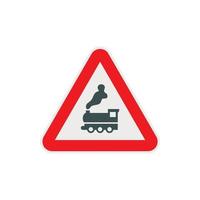 Warning sign railway crossing without barrier icon vector