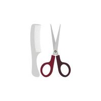 Comb and scissors icon in flat style vector