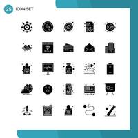 Pack of 25 creative Solid Glyphs of process setting bug file business Editable Vector Design Elements