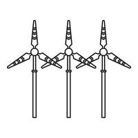 icono de turbina eólica moderna, estilo de esquema vector