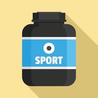 Sport nutrition plastic jar icon, flat style vector