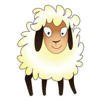 Cute sheep icon, cartoon style vector