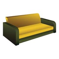 Green yellow sofa icon, cartoon style vector