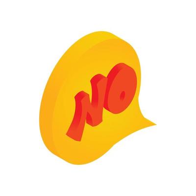 No sign in speech bubble icon, isometric 3d style