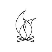 Fire icon, outline style vector