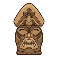 Tiki idol statue icon, cartoon style vector