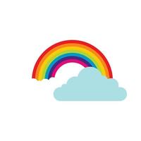 Clouds and rainbow icon, flat style vector