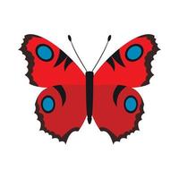 Red butterfly icon in flat style vector
