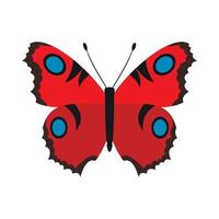 Red butterfly icon in flat style vector