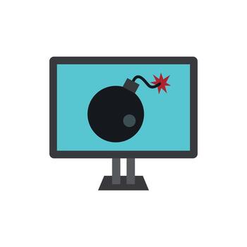 Computer hacking icon, flat style vector
