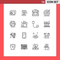 paquete de iconos de vector de stock de 16 signos y símbolos de línea para elementos de diseño de vector editables creativos de marketing de camping objetivo de ciudad