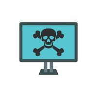 Virus on computer icon, flat style vector