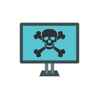 Virus on computer icon, flat style vector