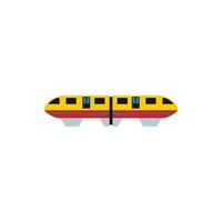 Yellow monorail train icon, flat style vector