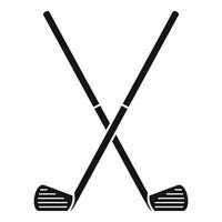 Crossed golf sticks icon, simple style vector