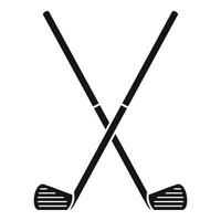 Crossed golf sticks icon, simple style vector