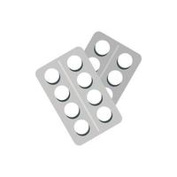 Round pills in blister packs icon, flat style vector