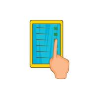 Checklist with hand icon, cartoon style vector