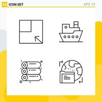 Collection of 4 Universal Line Icons Icon Set for Web and Mobile Creative Black Icon vector background