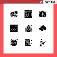 User Interface Pack of 9 Basic Solid Glyphs of picture gallery development meccah islam Editable Vector Design Elements