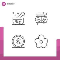 Set of 4 Modern UI Icons Symbols Signs for hospital communication soup vegetable network Editable Vector Design Elements