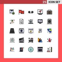 Group of 25 Filled line Flat Colors Signs and Symbols for suitcase online mail message computer Editable Vector Design Elements