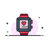 reloj de mano amor corazón boda negocio línea plana lleno icono vector banner plantilla