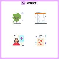 4 Universal Flat Icons Set for Web and Mobile Applications dry feminism tree industry women Editable Vector Design Elements