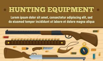 Hunting equipment concept banner, flat style vector