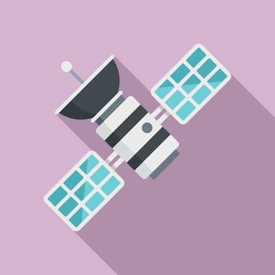 Space satellite icon, flat style