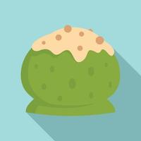 Matcha ice ball icon, flat style vector