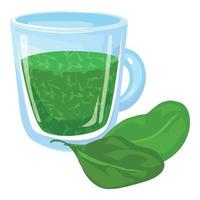 Spinach juice fresh icon, cartoon style vector