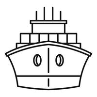 icono de barco portacontenedores delantero, estilo de contorno vector