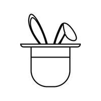 Magician hat with rabbit icon, outline style vector