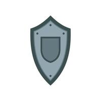 Metal medieval shield icon, flat style vector