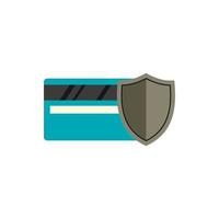 Protection of a plastic card icon, flat style vector