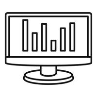 icono de monitor de gráfico, estilo de contorno vector