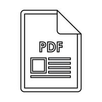 PDF file document icon, outline style vector