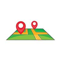 Map with pointers icon, cartoon style vector