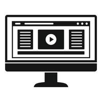 Monitor play video icon, simple style vector