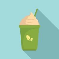 Matcha ice cream icon, flat style vector